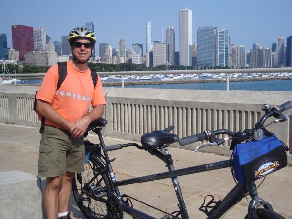 Ron cycling in&nbsp;Chicago